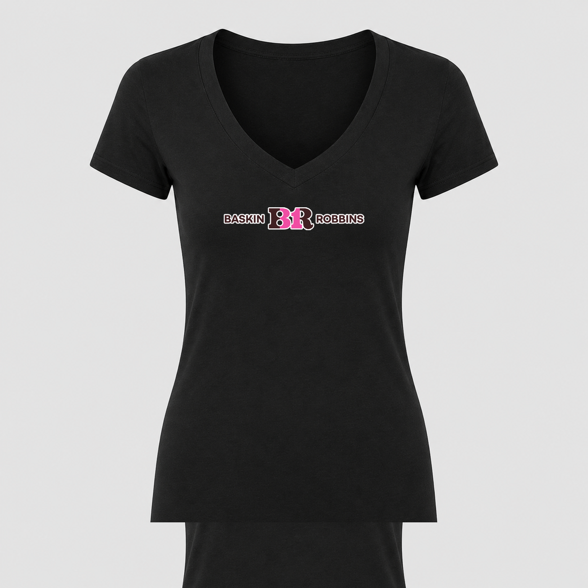 Women's Baskin-Robbins V Neck T-Shirt in black