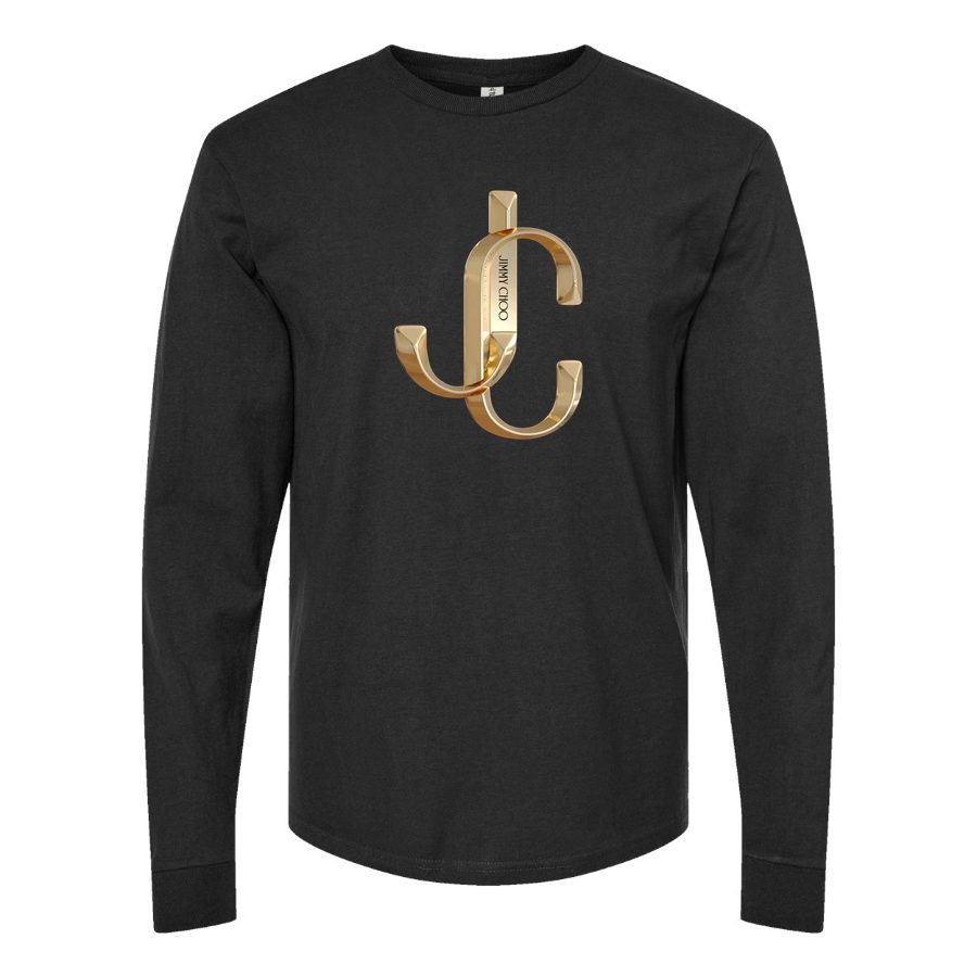 Men's Jimmy Choo Logo Long sleeves Cotton Blend T-Shirt - Black