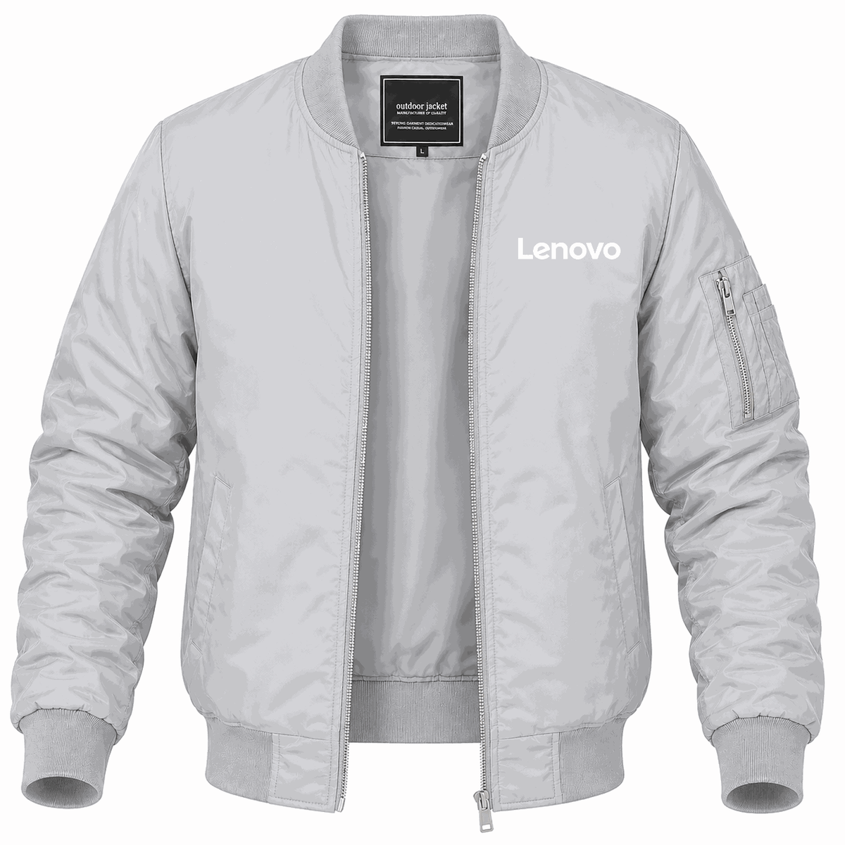 Men's Lenovo White Lightweight Bomber Jacket - Gray