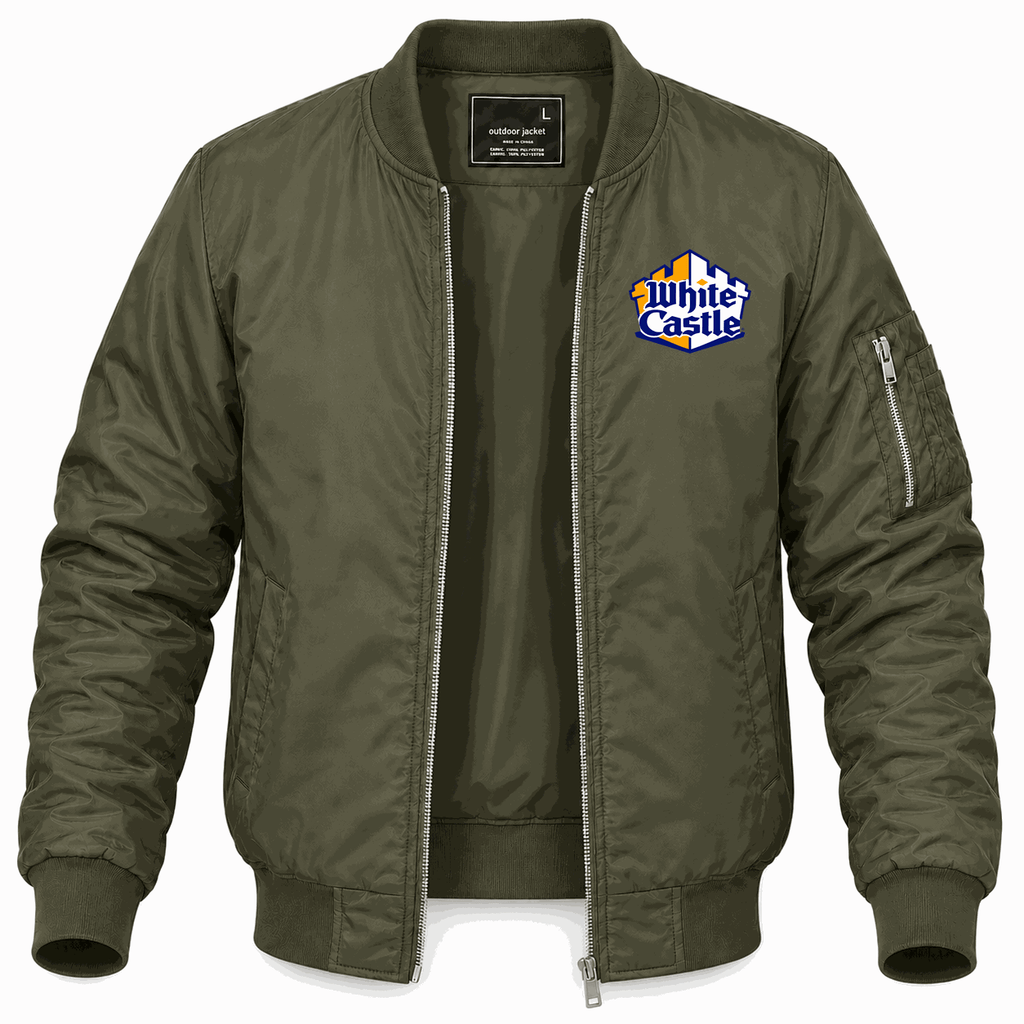 Men's White Castle Lightweight Bomber Jacket - Army Green
