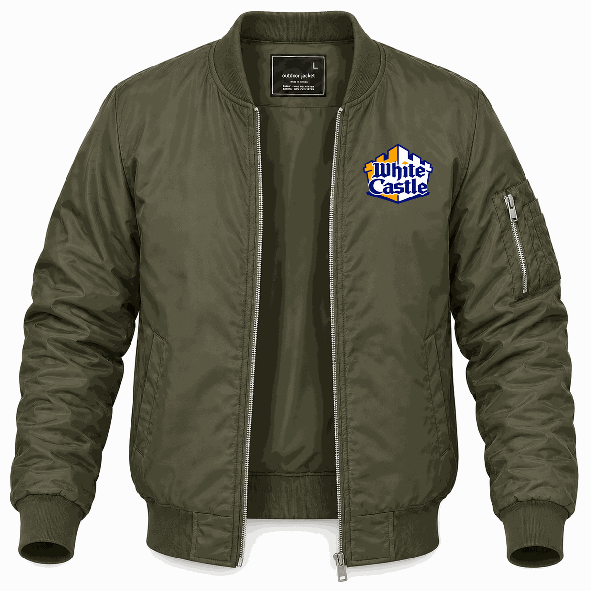 Men's White Castle Lightweight Bomber Jacket - Army Green