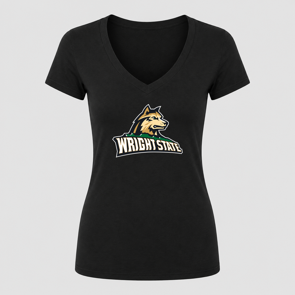 Women's Wright State Raiders V Neck T-Shirt in black