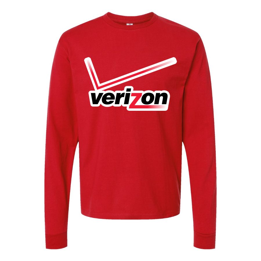 Men's Verizon Wireless Logo Long sleeves Cotton Blend T-Shirt - Red