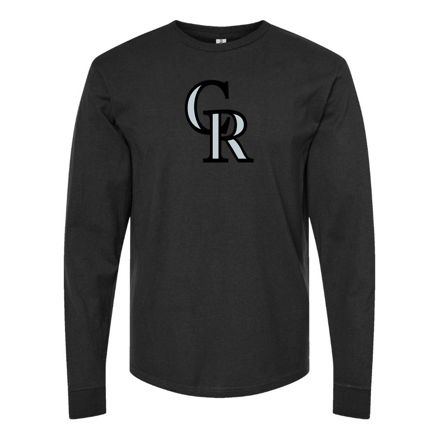 Men's Colorado Rockies Long sleeves Cotton Blend T-Shirt - Black