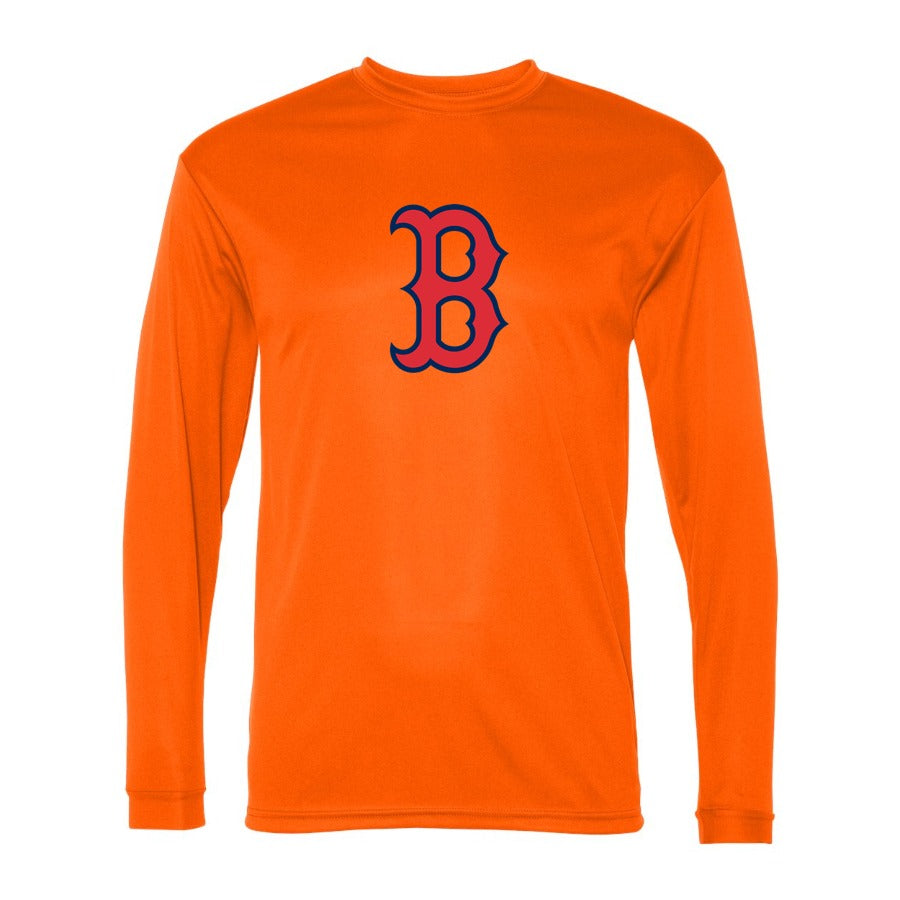 Men's Boston Red Sox Polyester Long Sleeve T-Shirt - Orange