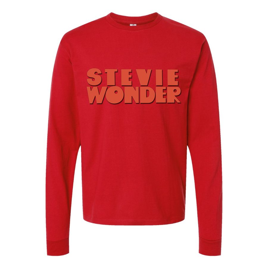 Men's Stevie-Wonder-Logo Long sleeves Cotton Blend T-Shirt - Red