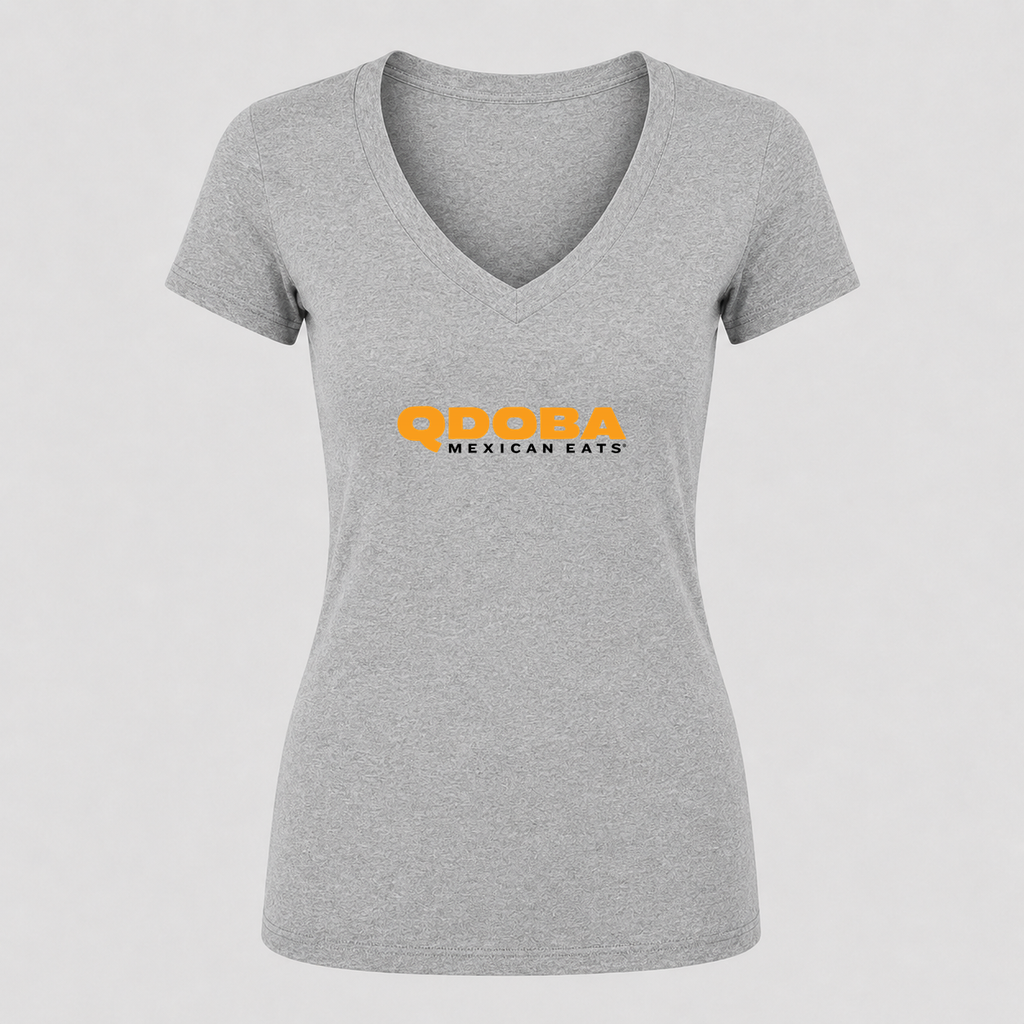 Women's Qdoba V Neck T-Shirt in gray