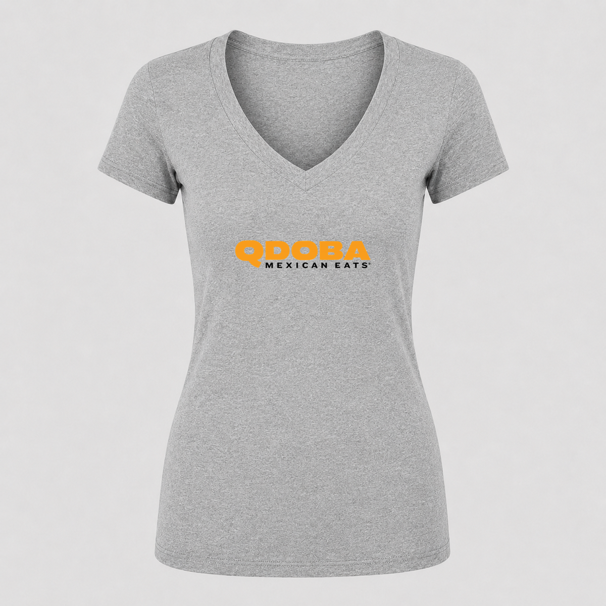 Women's Qdoba V Neck T-Shirt in gray