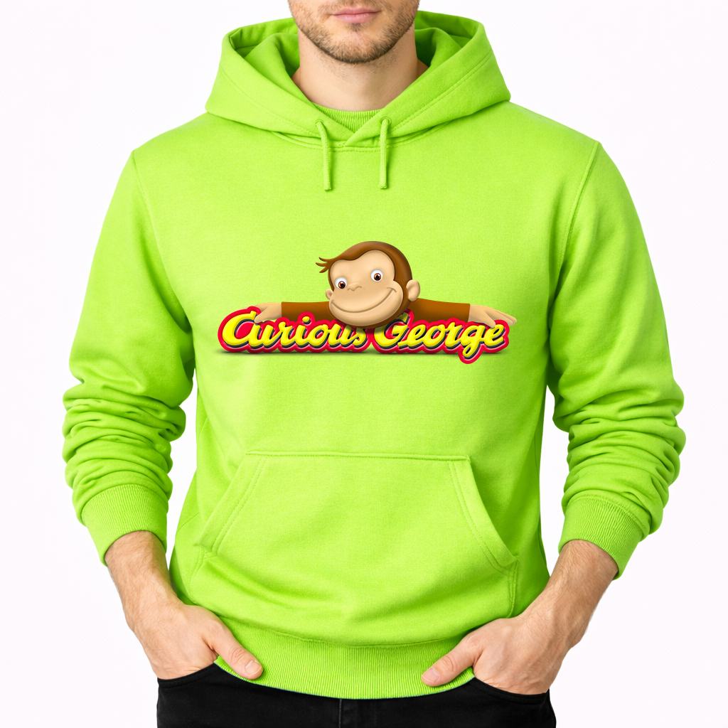 Men's Curious George Pullover Hoodie - Lime green