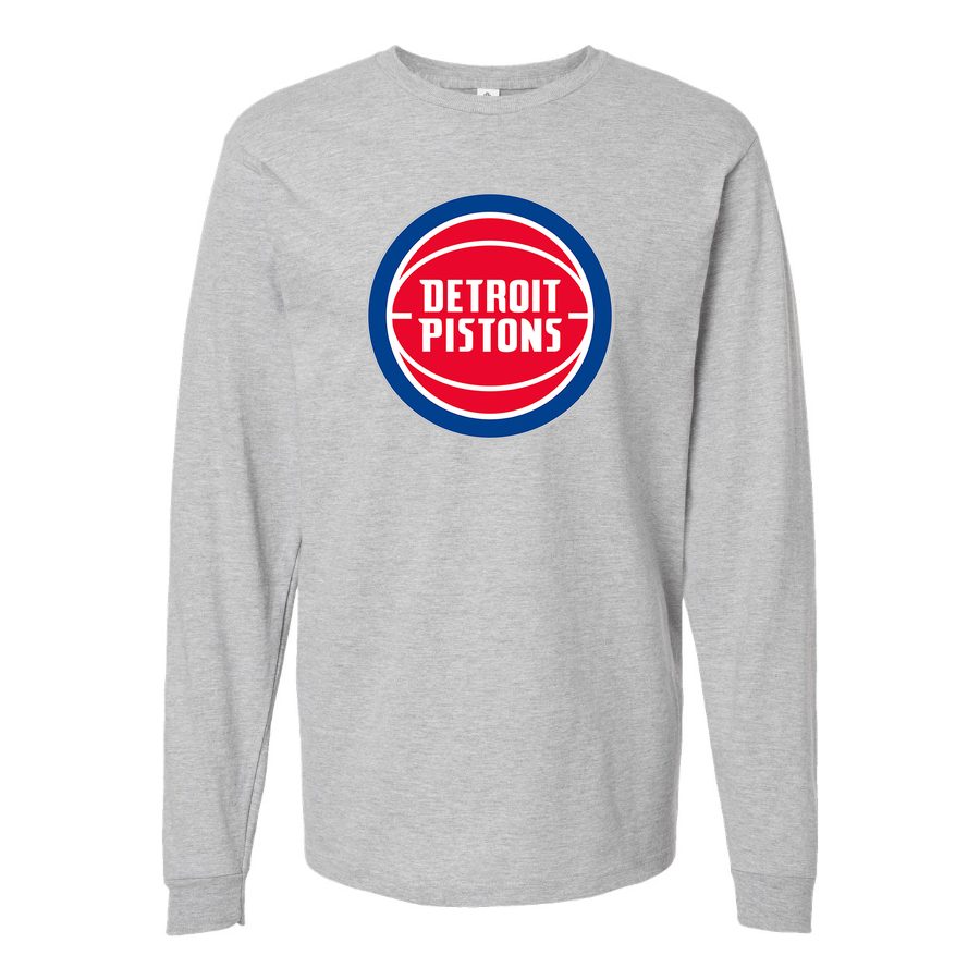 Men's Detroit Pistons Long sleeves Cotton Blend T-Shirt - Gray