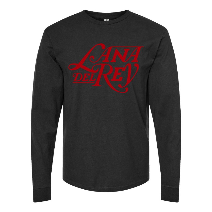 Men's Lana-Del-Rey-Logo-768x432 Long sleeves Cotton Blend T-Shirt - Black