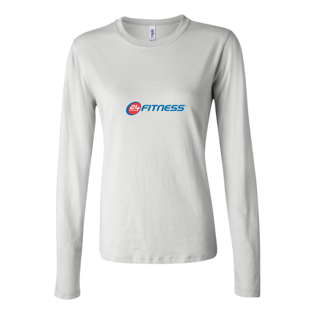 Women's 24 Hour Fitness logo 1536x901 Long Sleeve T-Shirt - White