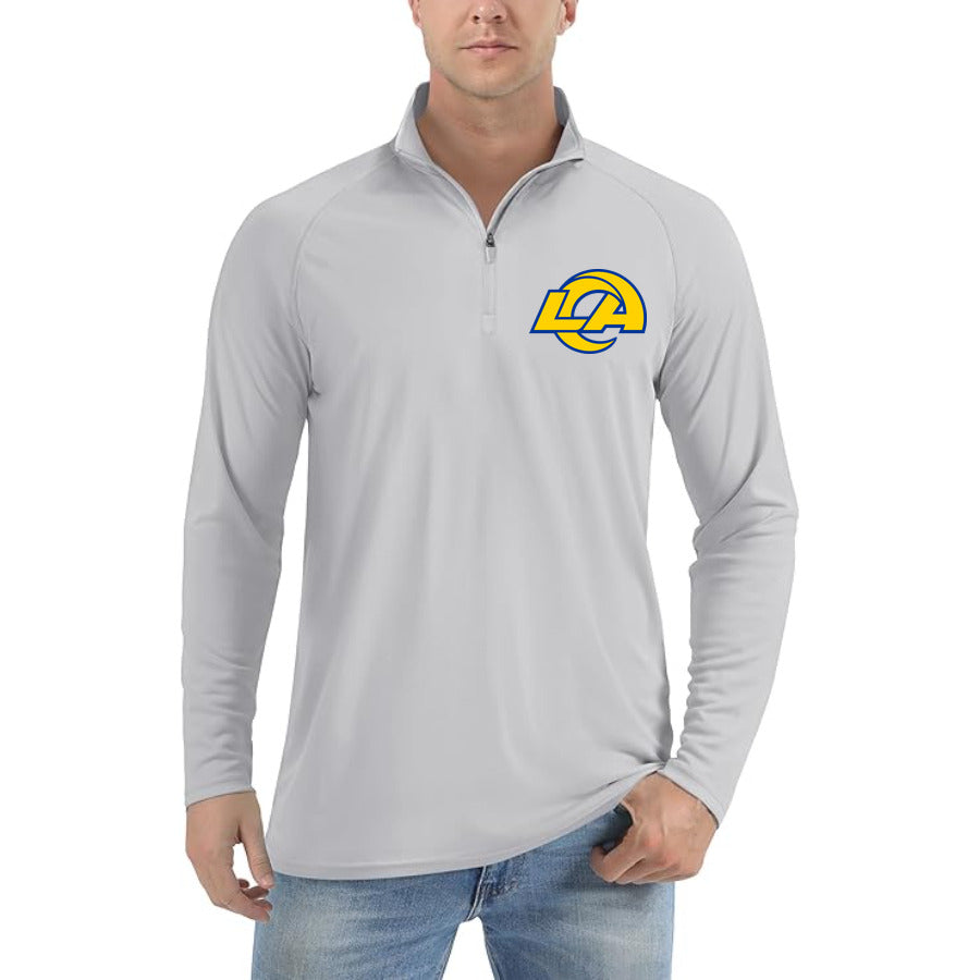 Los Angeles Rams quarter-zip athletic shirt in Light Gray