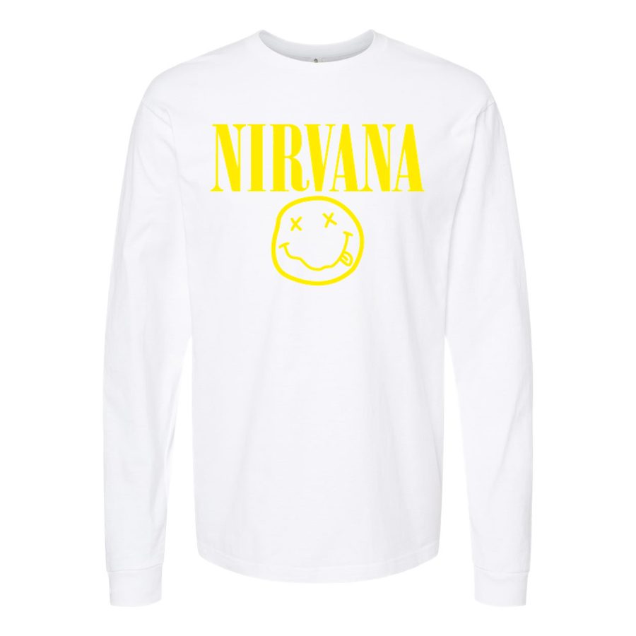 Men's Nirvana-Logo Long sleeves Cotton Blend T-Shirt - White