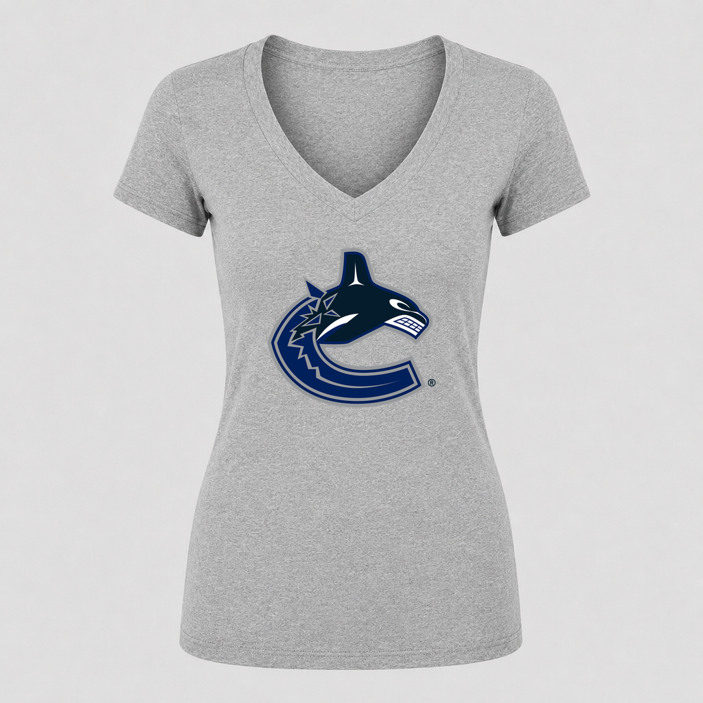 Women's Vancouver Canucks V Neck T-Shirt in gray