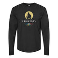 Men's Olympics 2024 Paris White Long sleeves Cotton Blend T-Shirt - Black