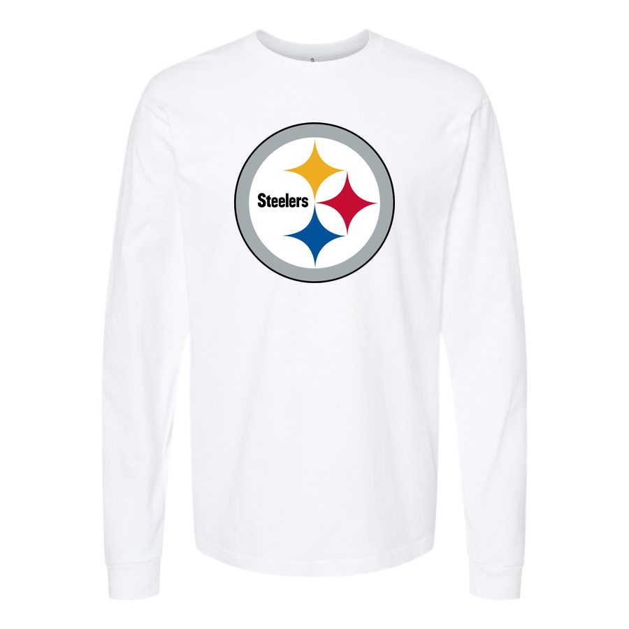 Men's Pittsburgh Steelers Long sleeves Cotton Blend T-Shirt - White