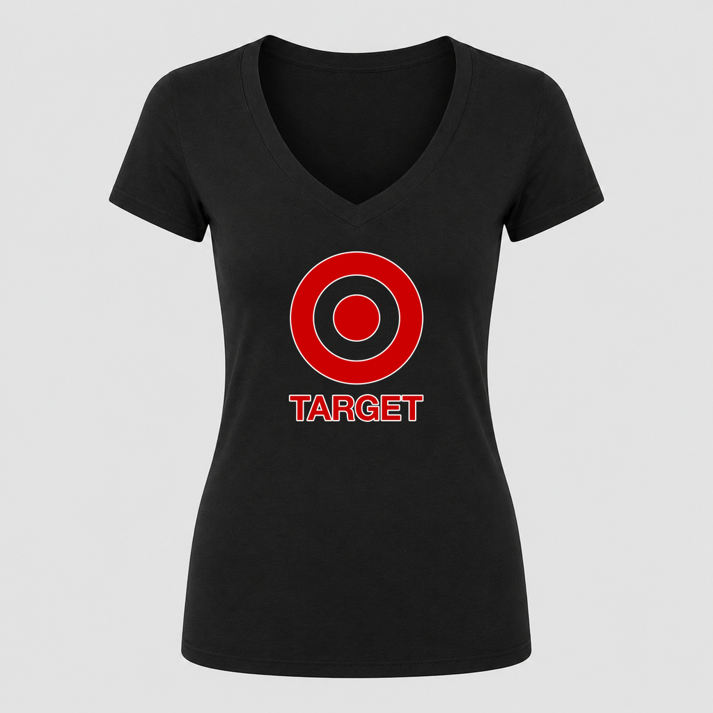 Women's Target V Neck T-Shirt in black