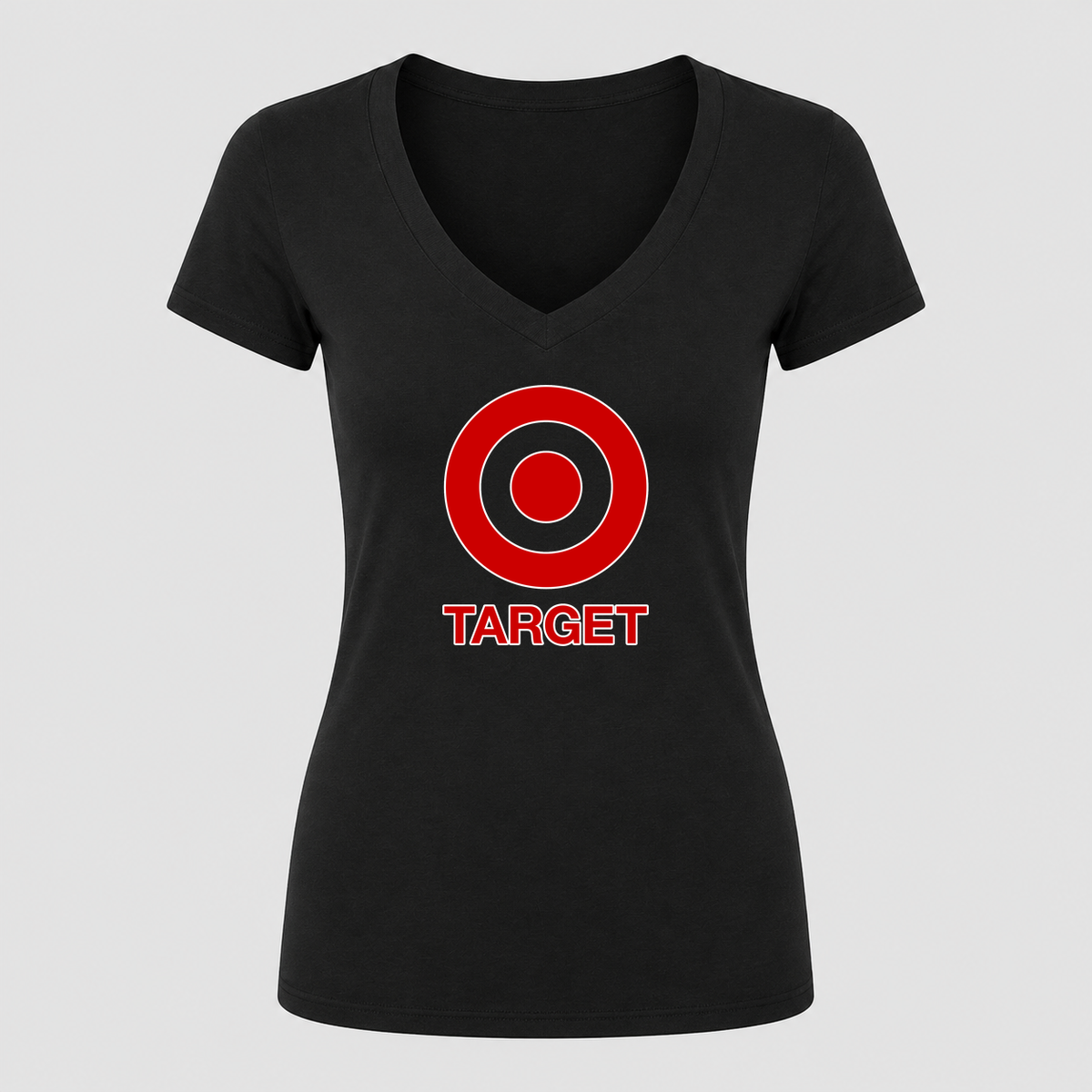 Women's Target V Neck T-Shirt in black