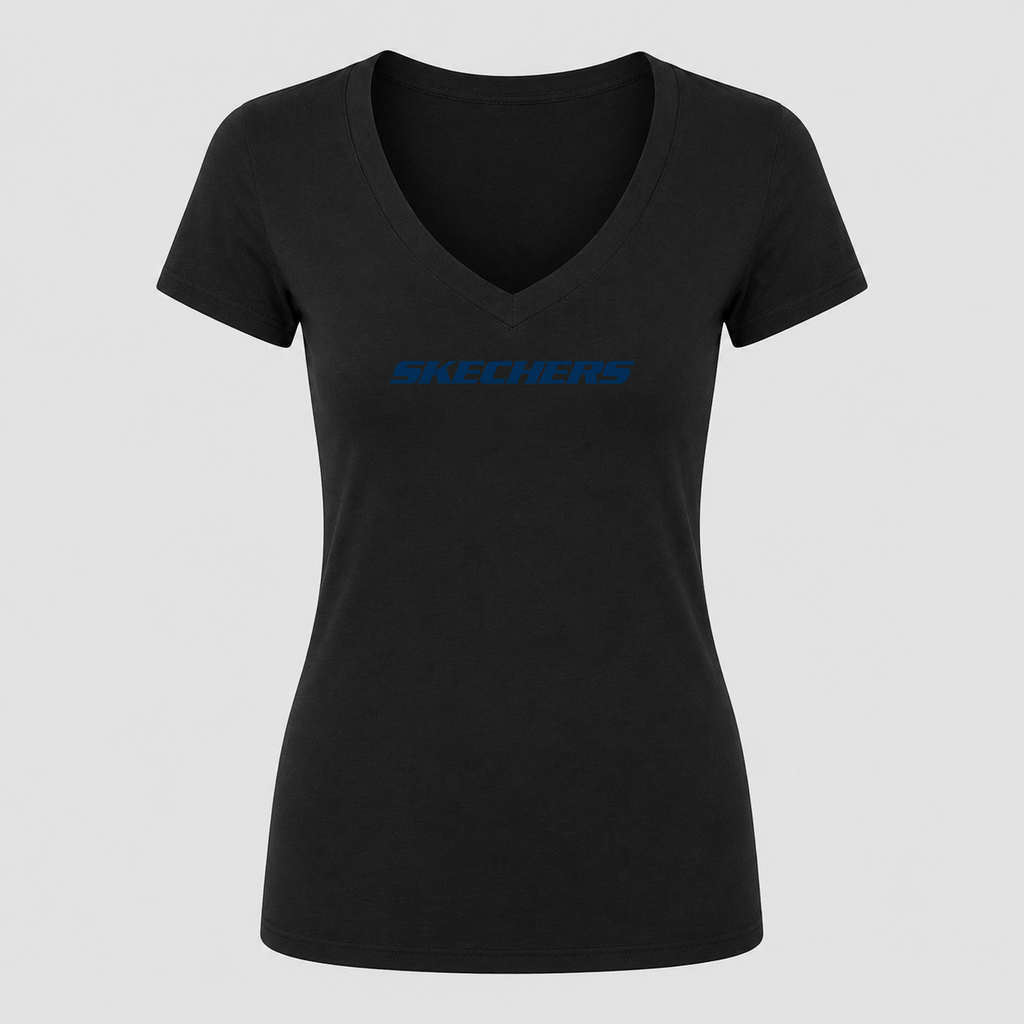 Women's Skechers V Neck T-Shirt in black
