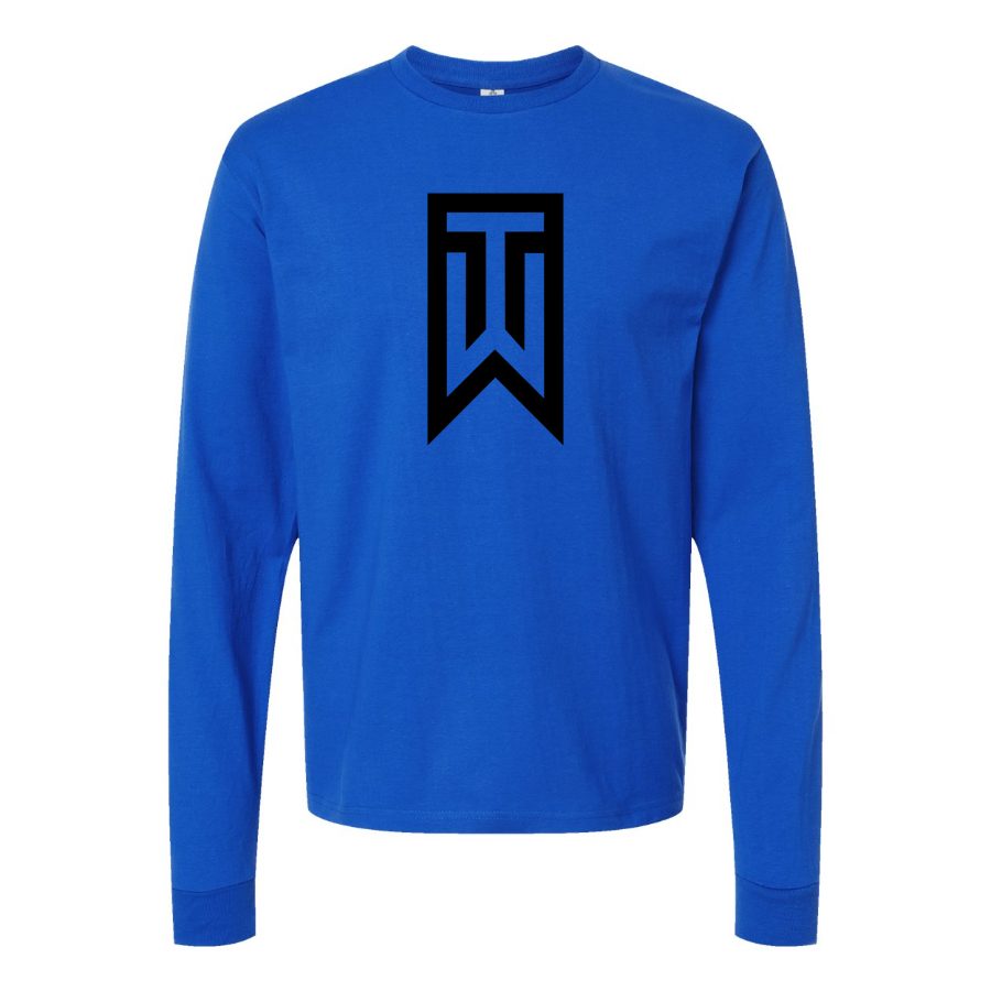 Men's Tiger Woods Long sleeves Cotton Blend T-Shirt - Blue