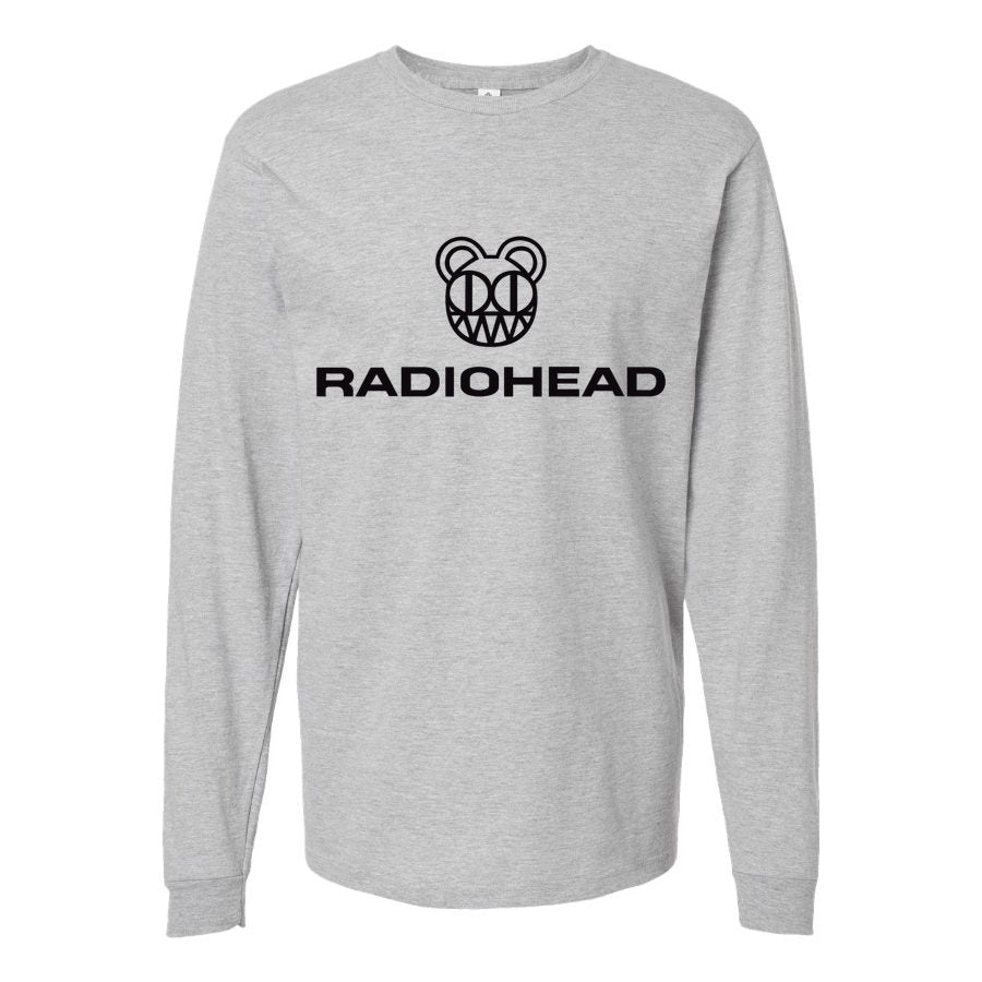 Men's Radiohead-Logo-768x432 Long sleeves Cotton Blend T-Shirt - Gray
