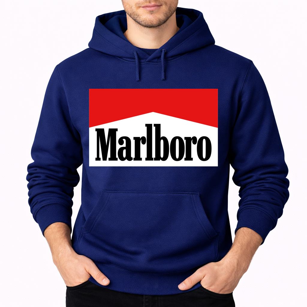 Men's Marlboro Pullover Hoodie - Navy