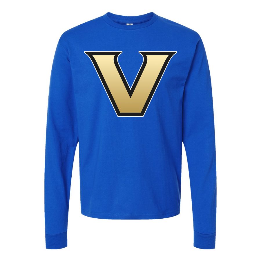 Men's Vanderbilt Commodores Logo Long sleeves Cotton Blend T-Shirt - Blue