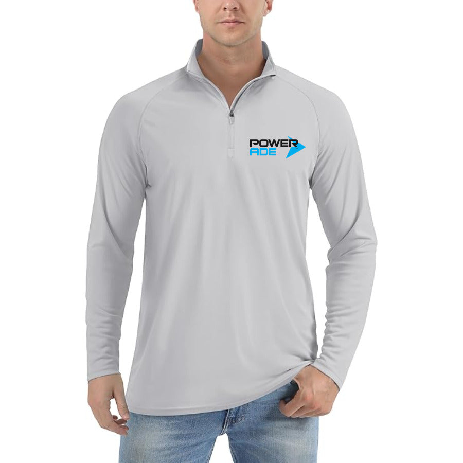 Powerade quarter-zip athletic shirt in Light Gray