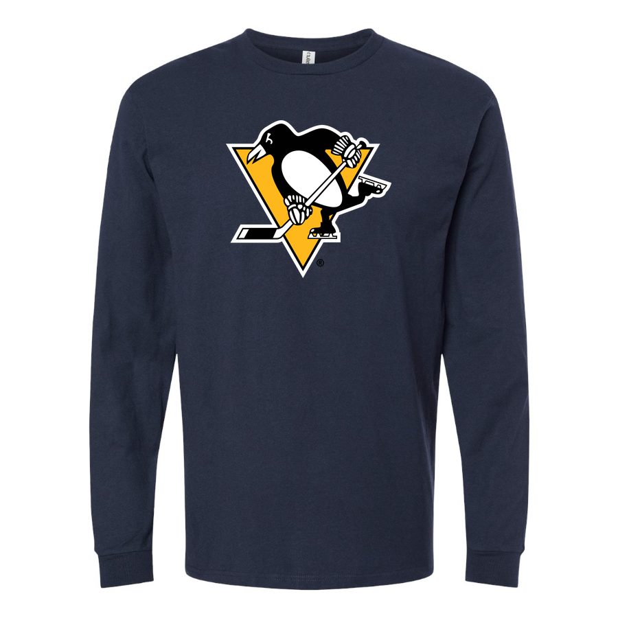 Men's Pittsburgh Penguins Long sleeves Cotton Blend T-Shirt - Navy
