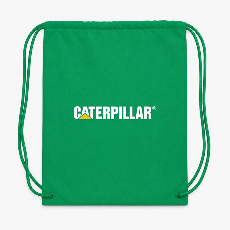 Caterpillar White Drawstring Bag - Green