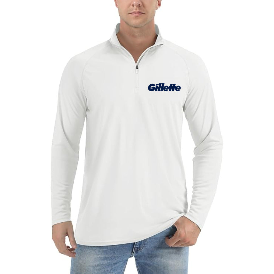 Gillette logo 1536x922 quarter-zip athletic shirt in White