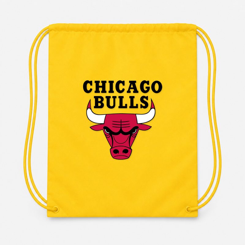 Chicago Bulls Black Drawstring Bag - Yellow