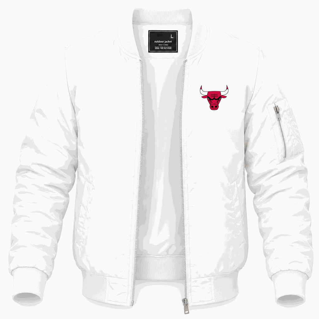Men's Chicago Bulls White Lightweight Bomber Jacket - White