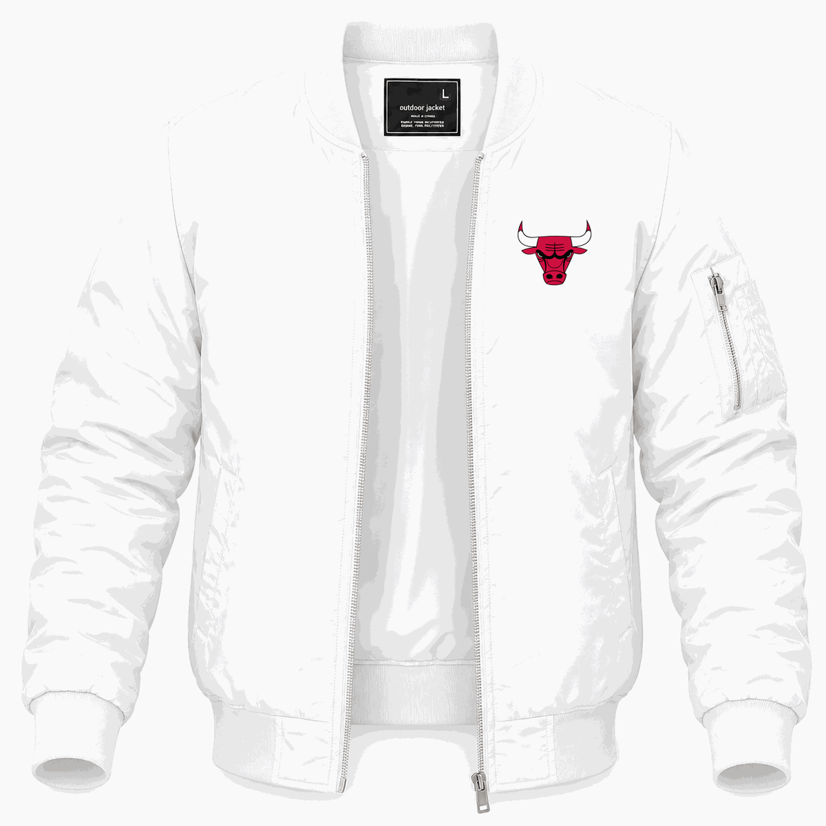 Men's Chicago Bulls White Lightweight Bomber Jacket - White