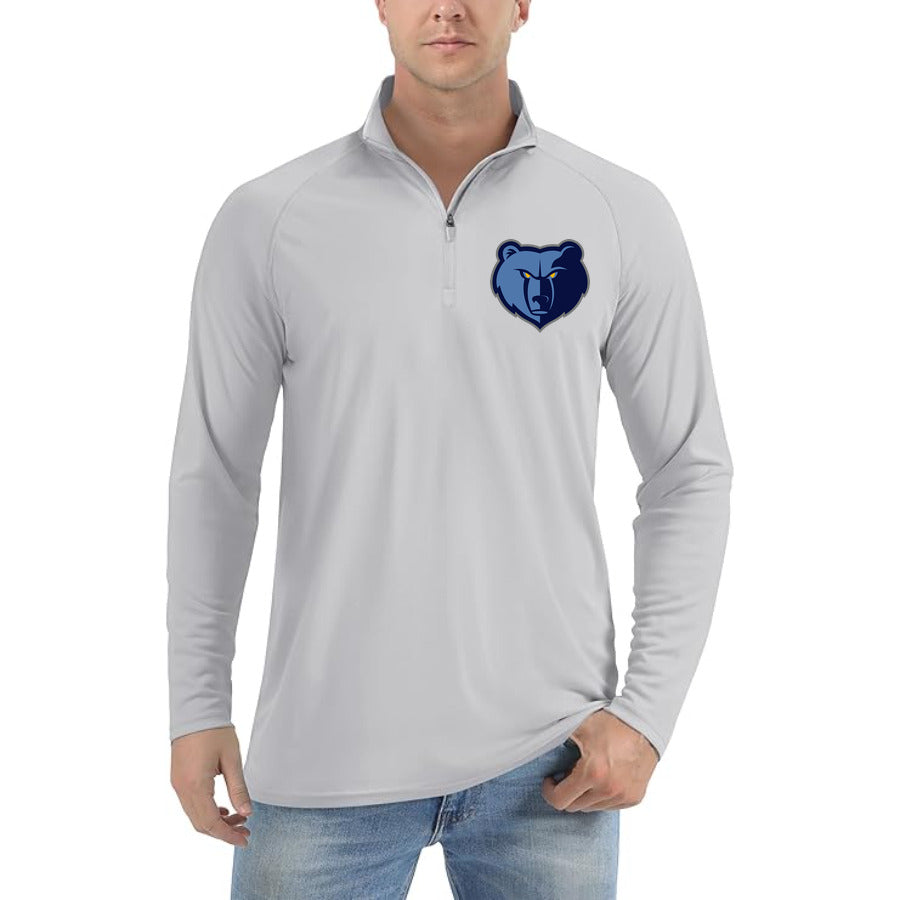 Memphis Grizzlies quarter-zip athletic shirt in Light Gray