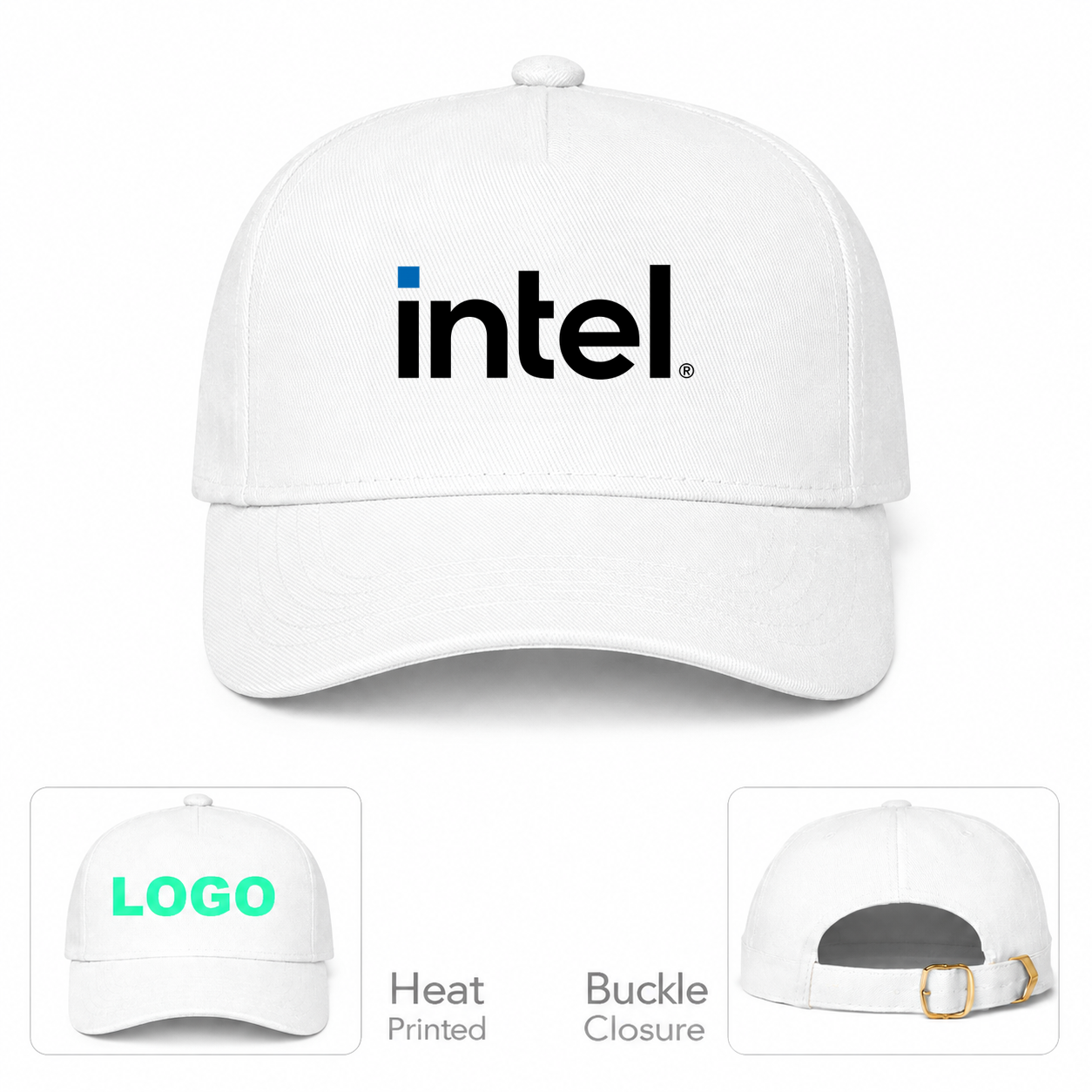 Intel White Dad Baseball Cap Hat