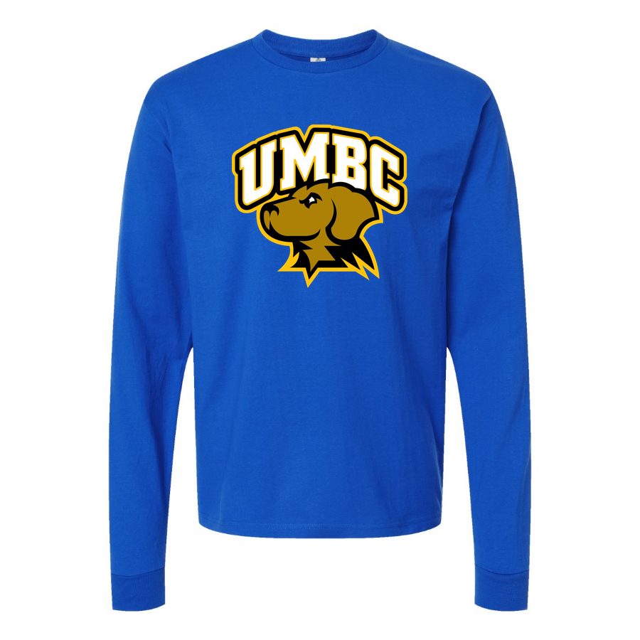 Men's UMBC Retrievers Logo Long sleeves Cotton Blend T-Shirt - Blue