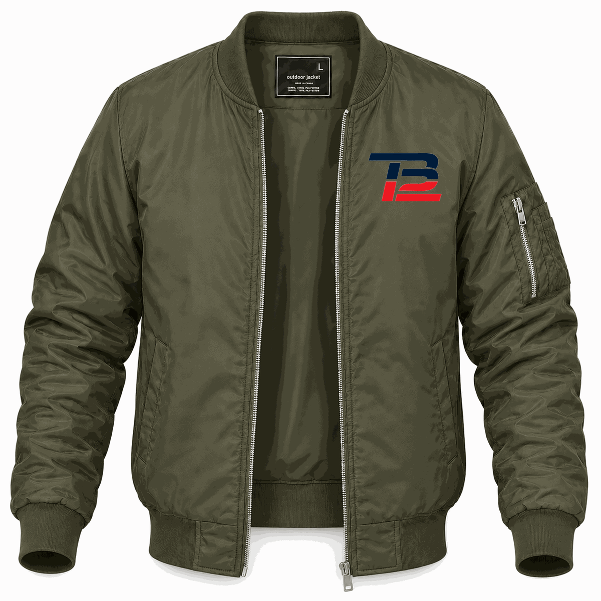 Men's Tom Brady 12 Lightweight Bomber Jacket - Army Green