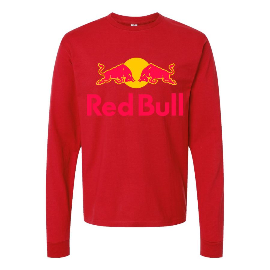 Men's Red-Bull-logo Long sleeves Cotton Blend T-Shirt - Red