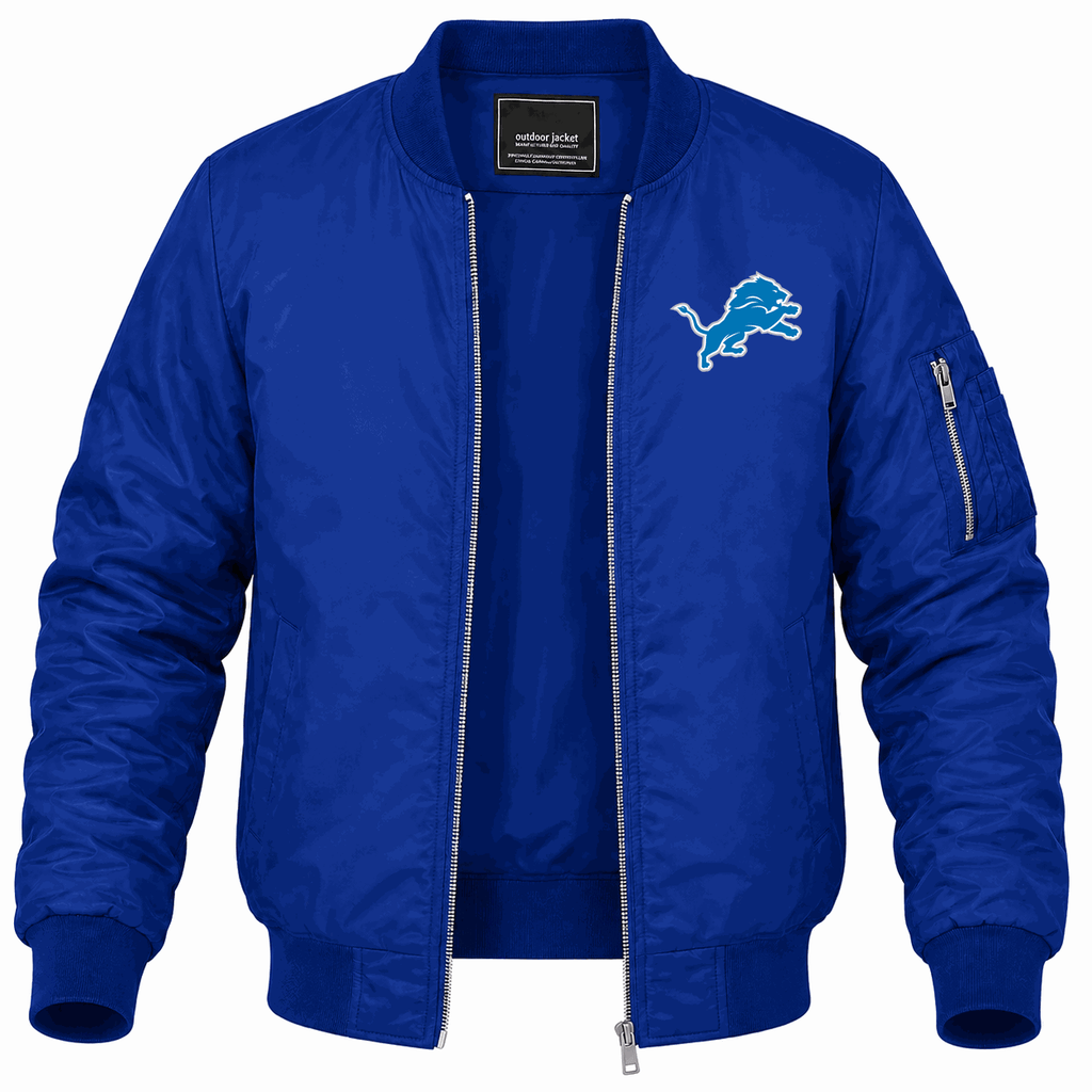 Men's Detroit Lions Lightweight Bomber Jacket - Blue