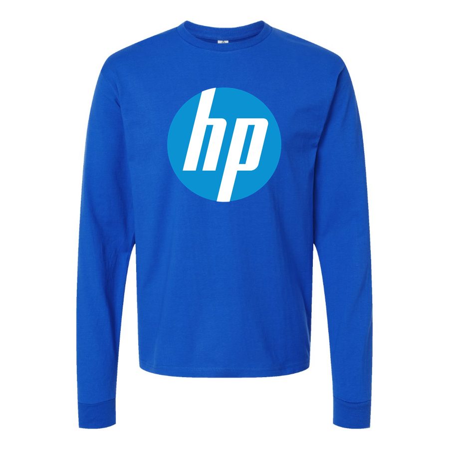 Men's hp-logo-transparent-free-png Long sleeves Cotton Blend T-Shirt - Blue