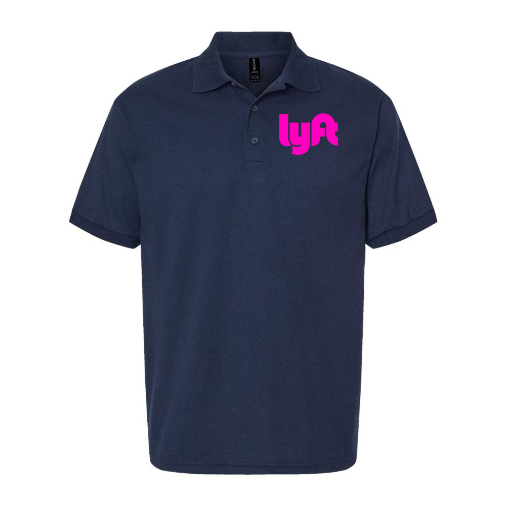 Men's Lyft Pink Logo Dry Blend Polo - Navy
