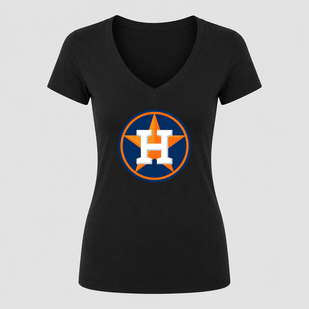Women's Houston Astros V Neck T-Shirt in black