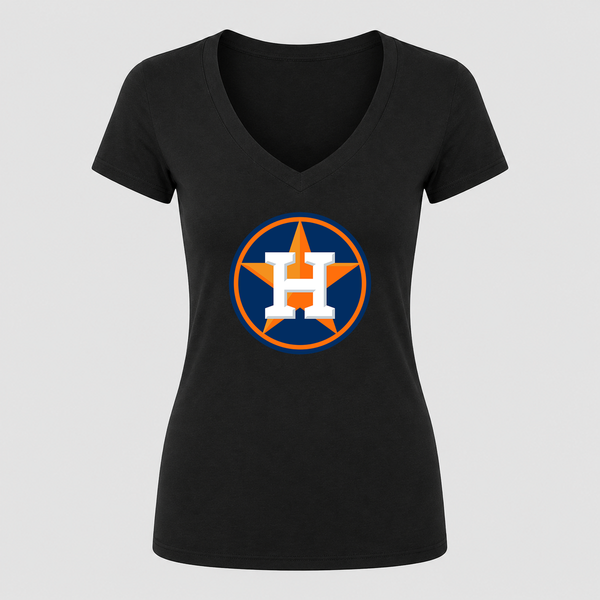 Women's Houston Astros V Neck T-Shirt in black