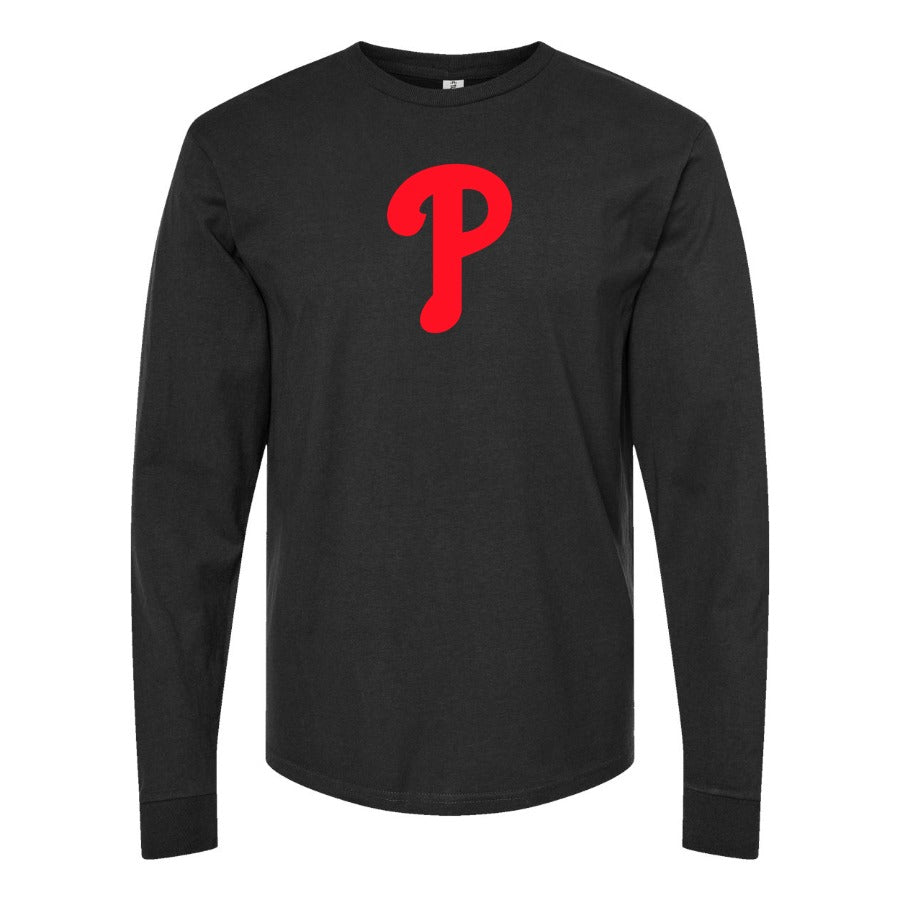 Men's Philadelphia Phillies Long sleeves Cotton Blend T-Shirt - Black