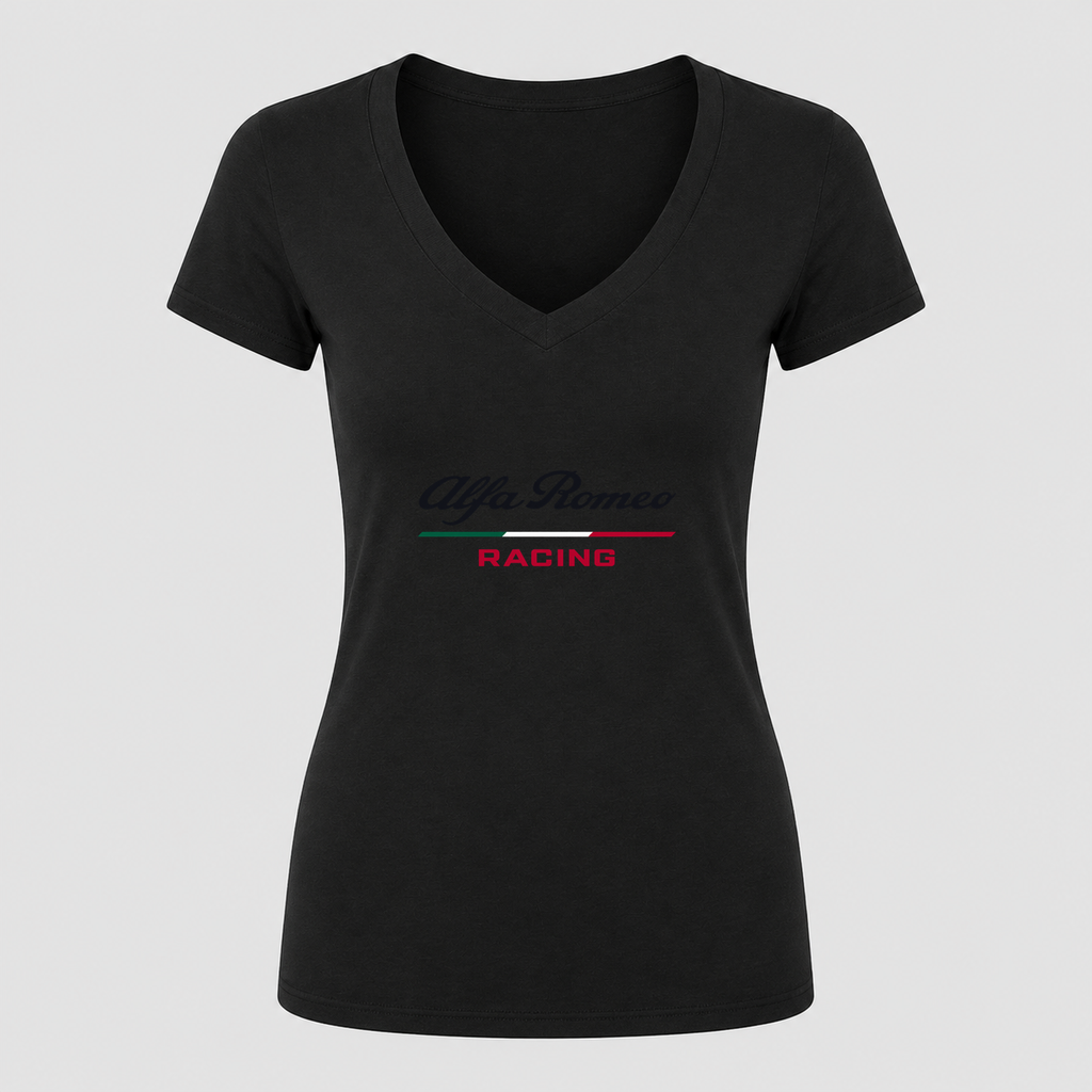 Women's Alfa Romeo Racing V Neck T-Shirt in black