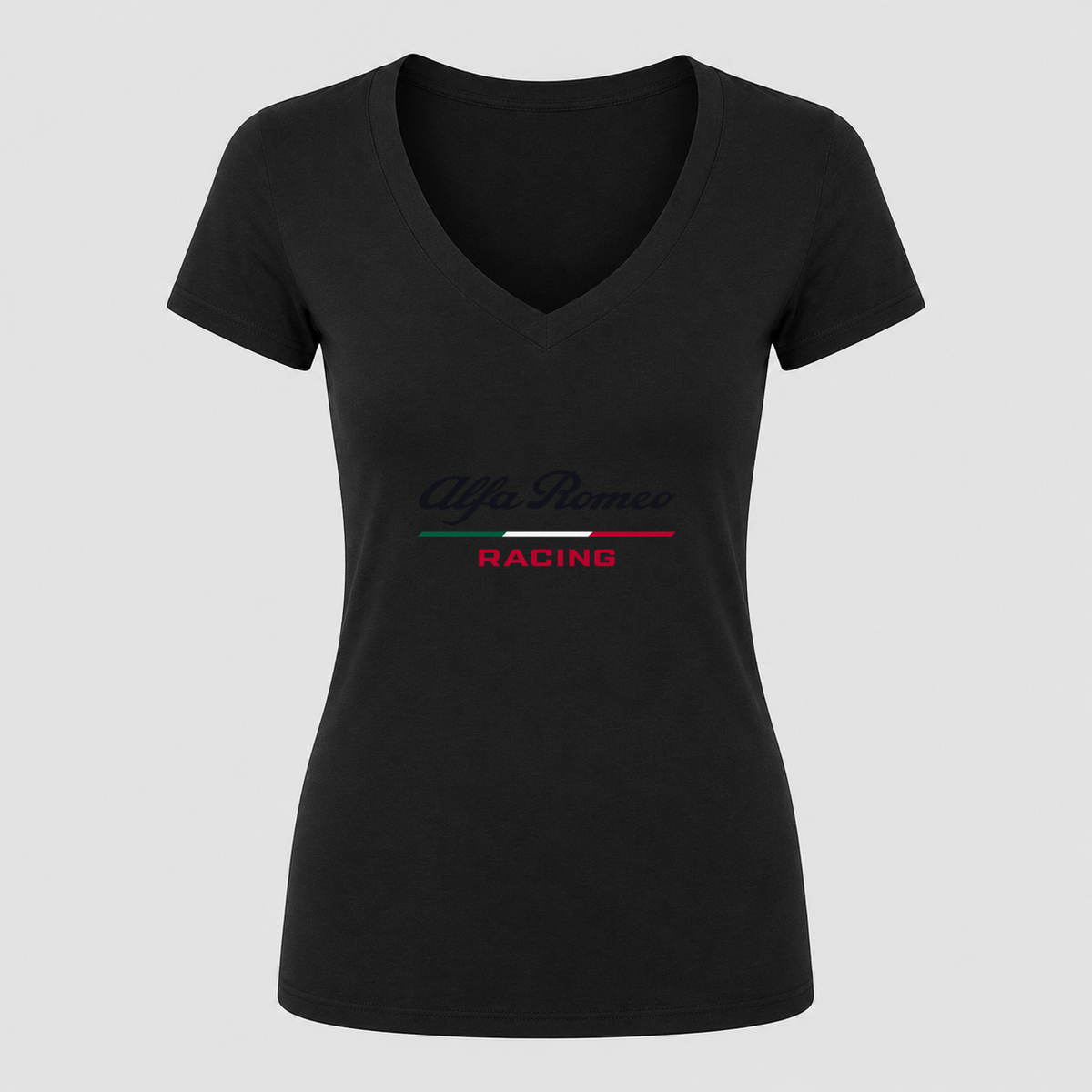 Women's Alfa Romeo Racing V Neck T-Shirt in black