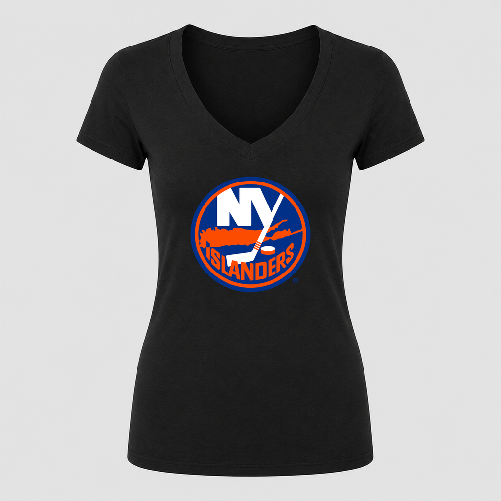 Women's New York Islanders V Neck T-Shirt in black
