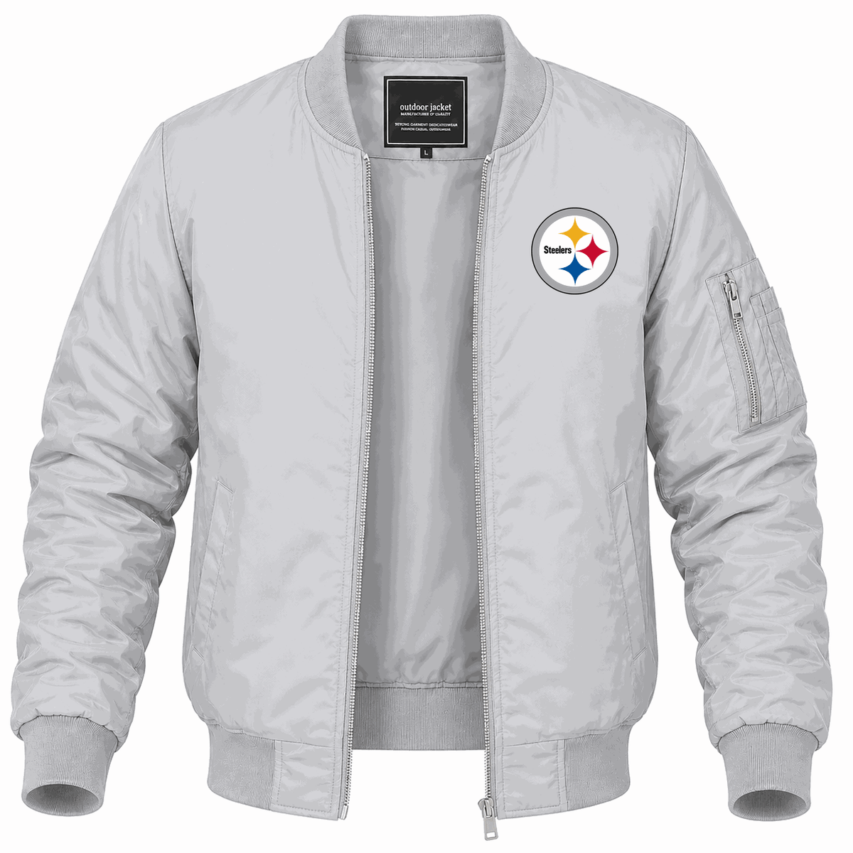 Men's Pittsburgh Steelers Lightweight Bomber Jacket - Gray